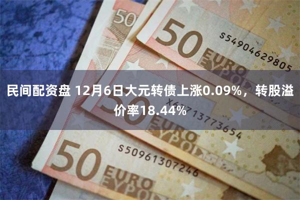 民间配资盘 12月6日大元转债上涨0.09%，转股溢价率18.44%